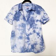 Joe Fresh Blue White Tie Dye Popover Blouse Size Large