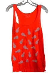 Rebellious One Tank Top Womens X Large Neon Orange Pineapple Sleeveless Scoop