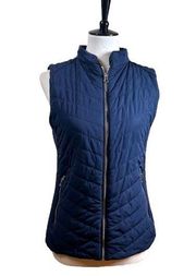 New York & Company Women’s Vest Quilted Zip Front Navy Blue Size Small