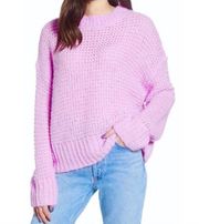 Chelsea28 Crewneck Open Knit Sweater Top Purple L