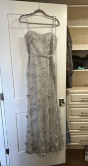 Marchesa Norte Bridesmaid Grey Maxi Gown Size 4