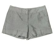 New York & Co Women’s 4 Gray Silver Metallic Woven Cuffed Mid Rise Shorts Z24