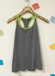 M Champion Gray Lime Green Athletic Razorback Tank Top