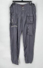 Pete & Greta By Johnny Was Women's Y2K Cupra Poplin Cargo Pants NEW Size 8 Gray