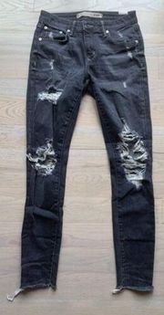 Lovers and friends dark gray distressed jeans