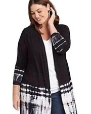 Lane Bryant Black and White Tie Dye Duster Kimono in Size 14 16 NWT