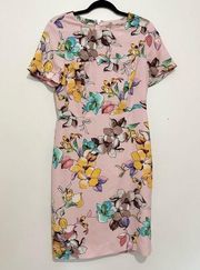 Nation LTD Dress Sheath Floral Spring Pink Short Sleeve Summer size 8