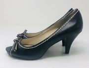 Studio Paolo Peep Toe Pumps Black Bow front