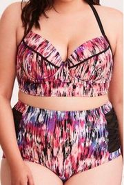 Torrid Ikat Mirage High Rise Sheer Side Swim Bottom NWOT Sz 1