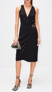 Givenchy Wrap Over U Lock Closure Midi Dress in Black 38 4 New Womens