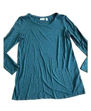 LOGO by Lori Goldstein teal blue long sleeve shirt small