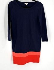 NWT Gap Colorblock Navy Blue & Coral Coastal New England Knee length dress XS