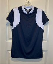 Slazenger Navy Blue Stretch Short Sleeve Golf Top size M