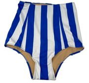 Kortni Jeane Vertical Stripe Extended High-Waisted Swim Bottoms Size Small