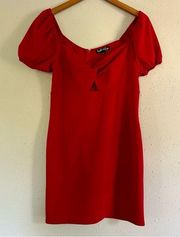 Crystal Doll Red Cap Sleeve Mini Dress Wedding Guest Large Cut Out