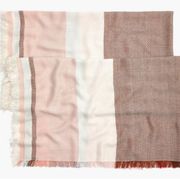 Madewell Blanket Fringe Soft Gray Pink Brown Scarf