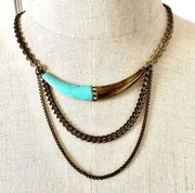 Siplada KR Coastal color brass and turquoise tone necklace