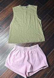 Crewneck tank top elastic waist heavy cotton shorts Los Angeles Apparel basic