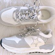 Run Silver Glitter Sneakers Size 7.5 NEW WITHOUT TAGS Retail $125