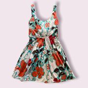 Y2K Hawaiian floral print empire waist sundress