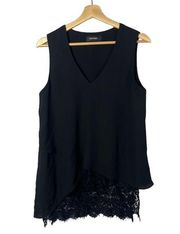 Karen Kane Black V-Neck Lace Layered Tank Top S