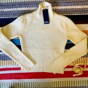 BNWT Nasty Gal Cream  Backless Mock neck style ribbed sweater  Sz 2