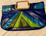 Lulu Blue Color Black Clutch