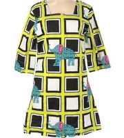 Tracy Negoshian Womens Medium Bright Geometric Elephant Art to Wear Dress NEW