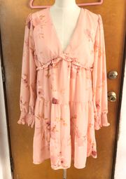 Peach chiffon mini dress. Tunic nwt. Xl.