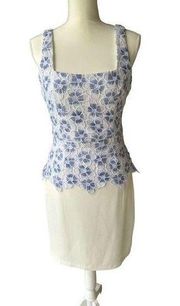 BADGLEY MISCHKA Belle Blue Floral Peplum Cocktail Dress Size US 6 NEW New with t