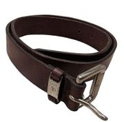 Calvin Klein Belt Large Unisex Leather Brown Silver Hardware 1in Large