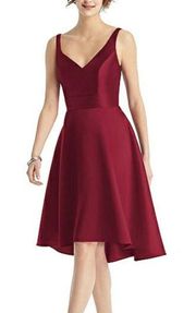 NWT  Burgundy Sateen Twill V-Neck Hi Low Dress Size 0