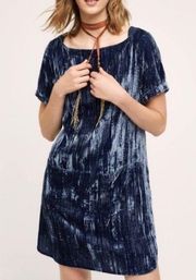 Floreat Crushed Velvet Blue Mini Dress