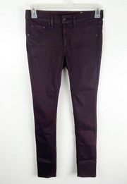 RAG & BONE Wine Coated Metallic Legging Jeans, Size 27