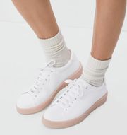 - The ReLeather® Tennis Shoe White Pale Pink Old School Classic Laceup