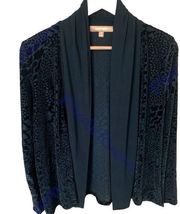 NWT Ellen Tracy Black "Prism" Open Front Draped Collar Cardigan