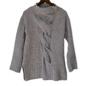 Margaret O'Leary Soft Gray Braided Turtleneck Sweater