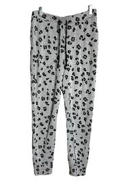 Tabitha Webb Sleepwear Lounge Pants Gray Black Cheetah Print Jogger