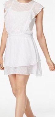 RACHEL Rachel Roy NWT Gemma Cap Sleeve Eyelet Gauzy Mini Dress White Size Large