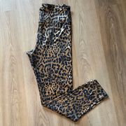 Long Cheetah Leopard Print Metallic Leggings