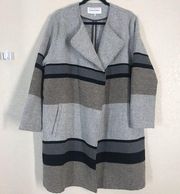 CUPCAKES & CASHMERE Open Coat Striped Long Allesa Color block neutral