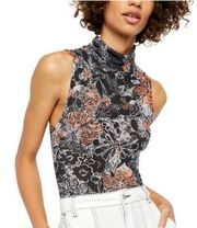 Free People Floral Print Mesh Bodysuit