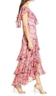 Rainbow Carnations Floral Midi Dress Size‎ M