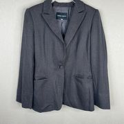 Giorgio Armani Womens Blazer Jacket Sz 36 Gray Herringbone Peak Lapel One Button