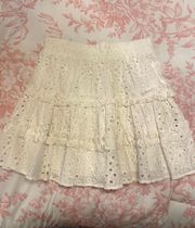 White Eyelet Lace Mini Skirt