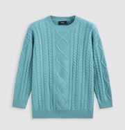 Unisex Winter Blue Harvest Cable Knit Sweater