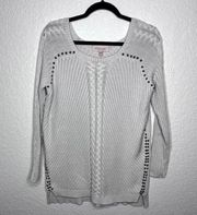 PHILOSOPHY Womens Gray Studded Cable Knit Sweater Size 0X