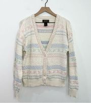 Eddie Bauer Vintage Cardigan Sweater Cotton Fair Isle Striped