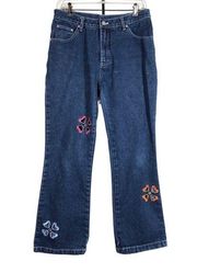 Vintage Flower Cut Out Flare Blue Jeans Y2K No Boundaries Juniors 11 100% Cotton