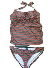 Beach Bump Maternity Striped Tankini Swimsuit Size XL Motherhood Summer